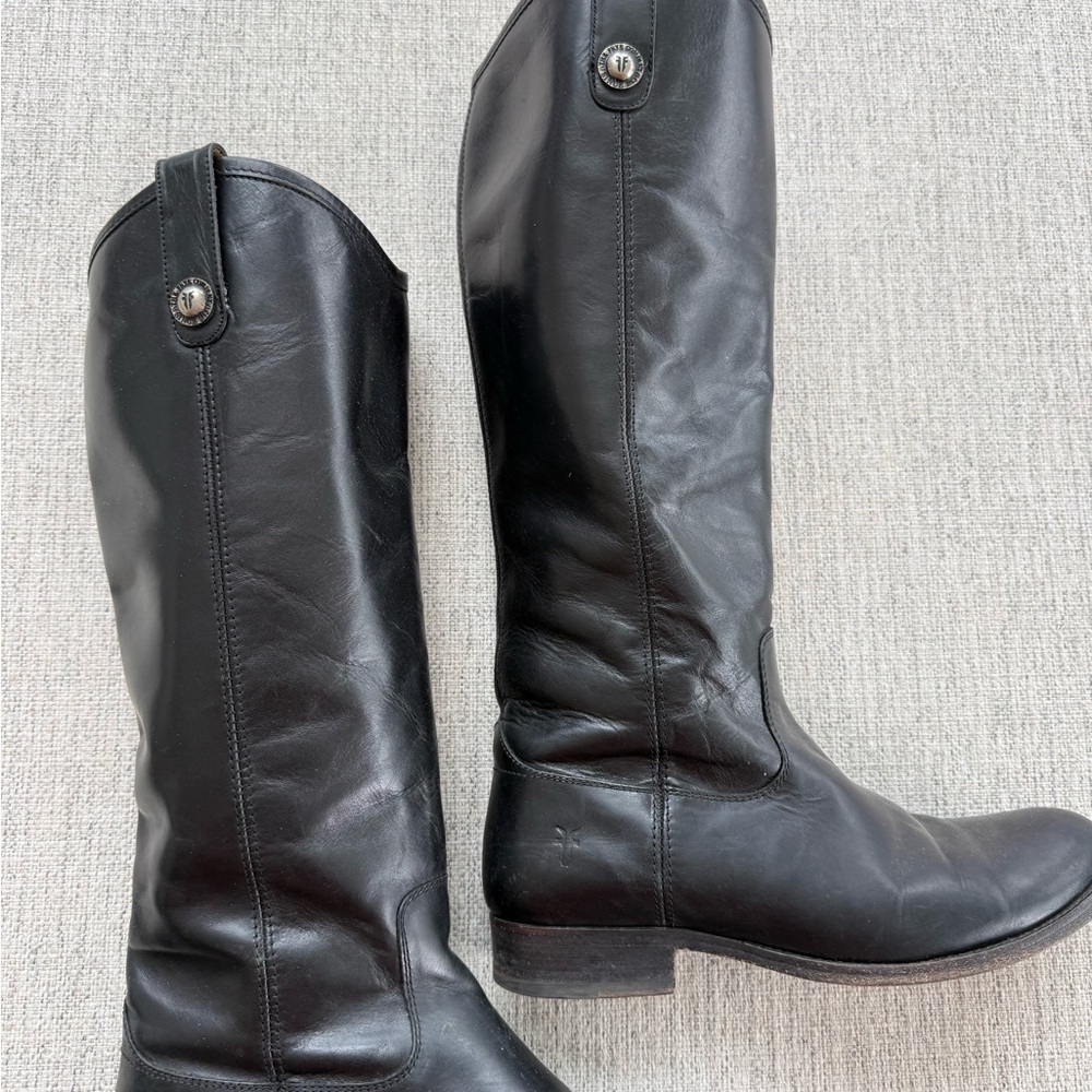 Frye Melissa Button Tall Boot Black women’s size 7.5